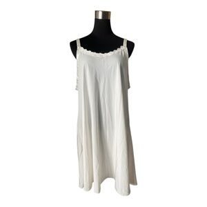 RARE Vintage 90s Designer Marks & Spencer White Mini Slip Dress Floral Detail M